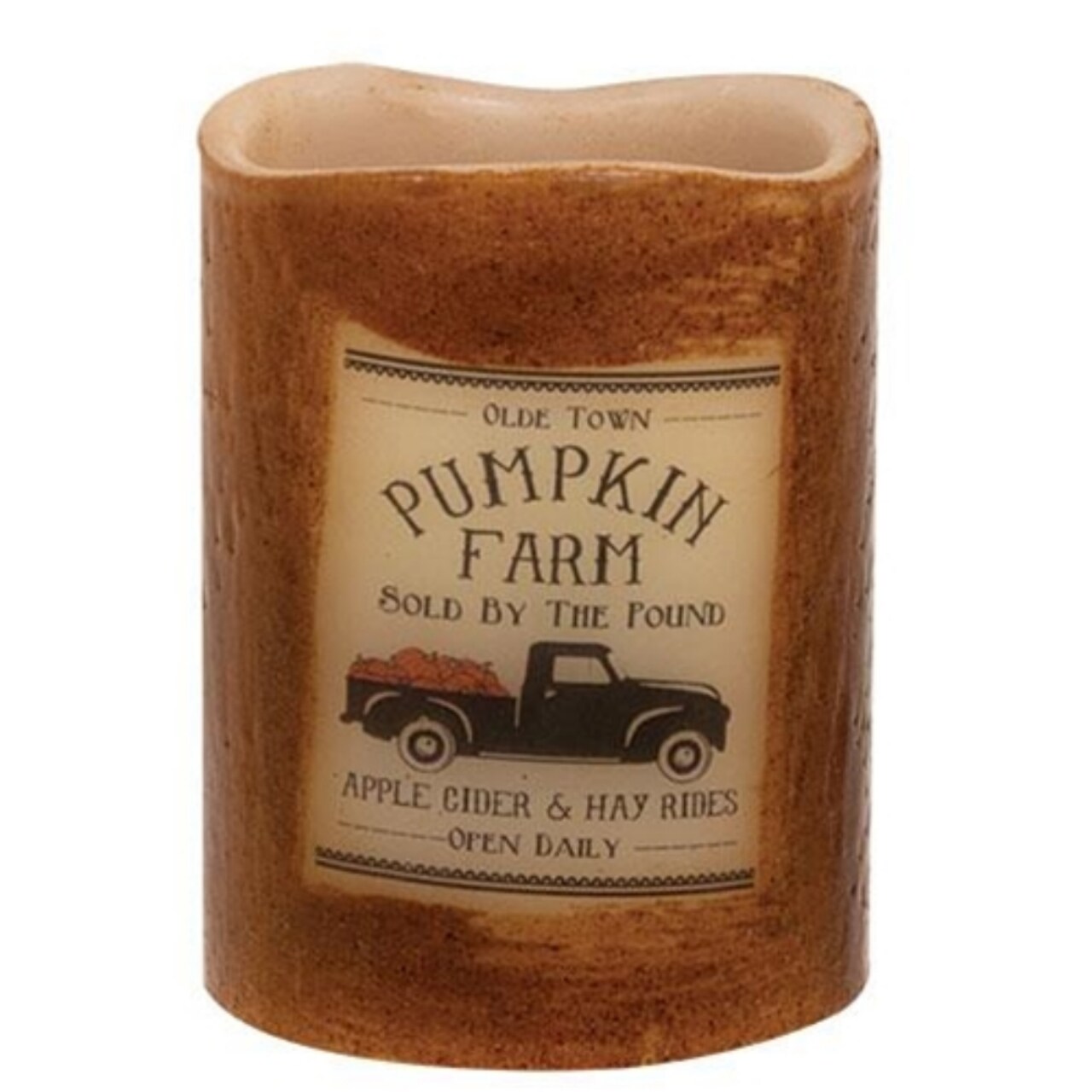 LED Timer Pillar Candle with Pumpkin Patch Vintage Design for Rustic Spaces